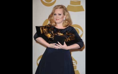 GRAMMY winner Adele backstage at the 54th Annual GRAMMY Awards