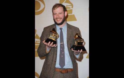 GRAMMY winner Bon Iver backstage at the 54th Annual GRAMMY Awards