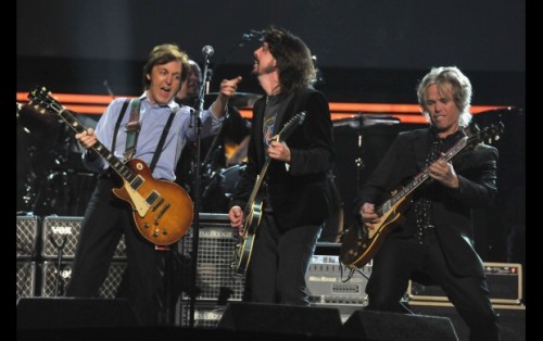 Paul McCartney, Foo Fighters' Dave Grohl and Brian Ray Performing
