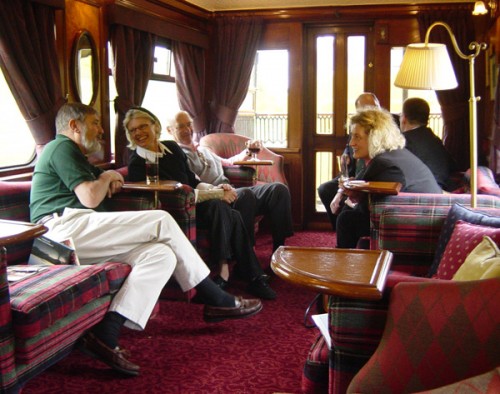 Relaxing in the Royal Scotsman's lounge car