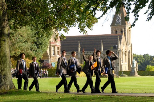 Students of Charterhouse Walking with Books in Hands